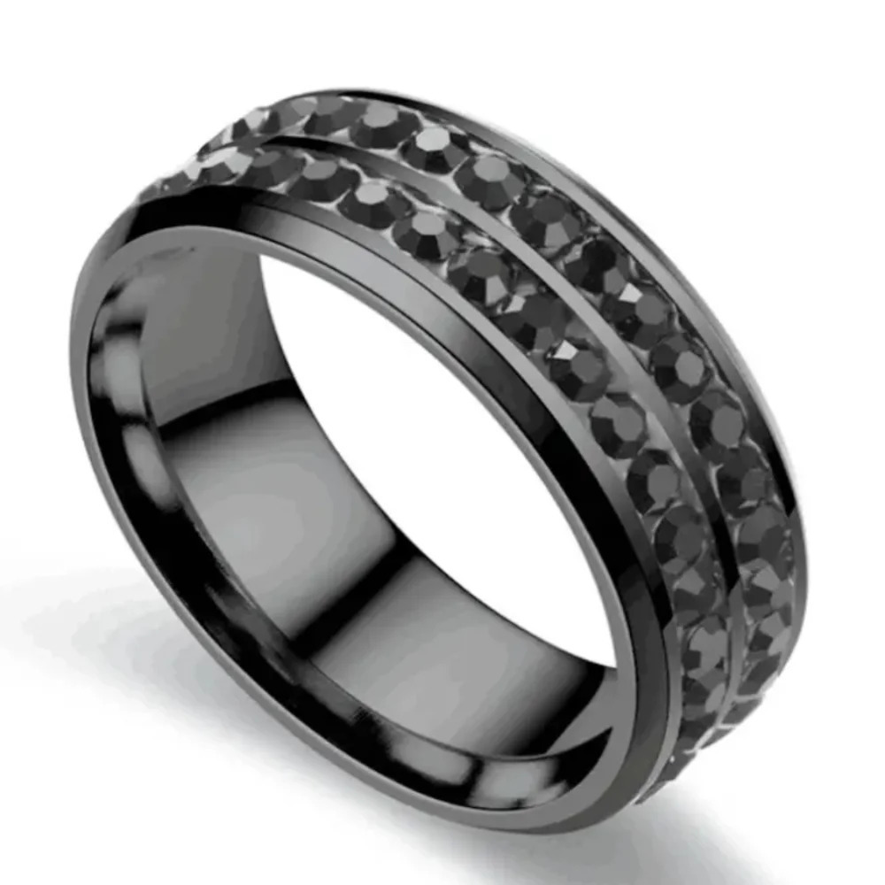 CZ Black Sapphire diamond like fashion ring, US10